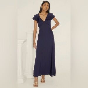 NWT Modcloth Blue Maxi Sundress with Flutter Sleeves 2